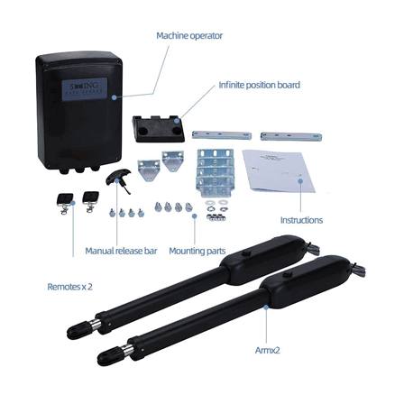 Turtech 400kg Automatic Swing Gate Motor System with Long-Range 30-Meter Remote Access Control