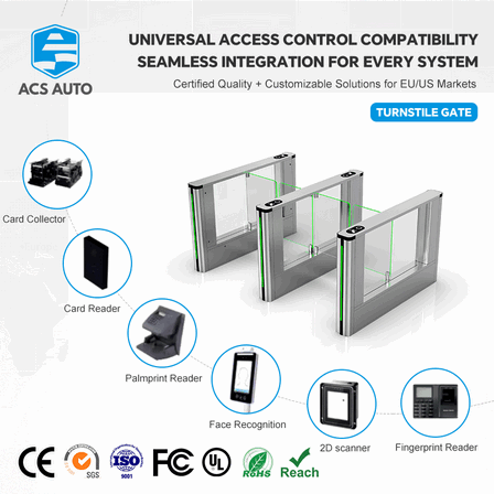 IP55 Waterproof Swing Turnstile with Integrated Facial Recognition Camera & RFID Access Control for Secure Pedestrian Entry