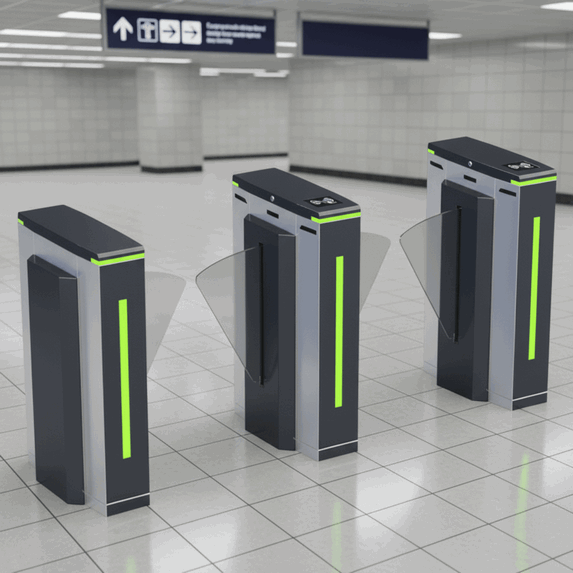 Heavy-Duty Flap Barrier Gate with Safe Closing Technology for Airport and High-Traffic Public Transit Access Control