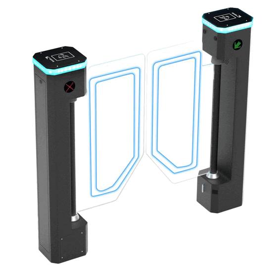 High-Speed Pedestrian Turnstile with Multi-Factor Authentication for Secure Corporate Passageways