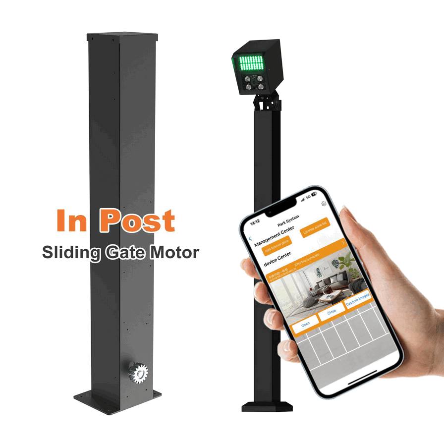 In-Post Sliding Gate Motor with Infrared Safety Photocell: Heavy-Duty Residential Entrance Security System