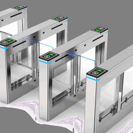 High-Speed Pedestrian Turnstile with Multi-Factor Authentication for Secure Corporate Passageways